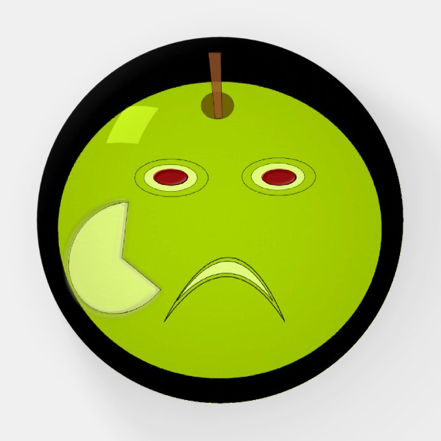 Evil Apple with Scar Halloween Paperweight (Front)