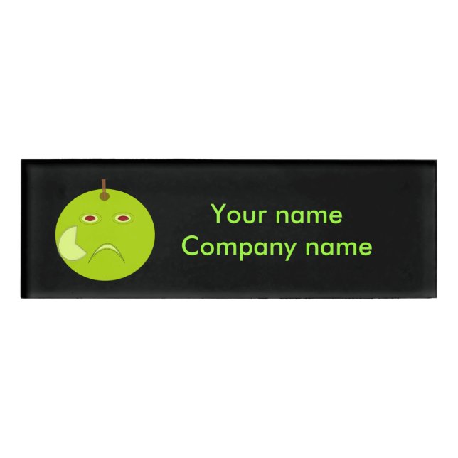 Evil Apple with Scar Halloween Personalized Name Tag (Front)