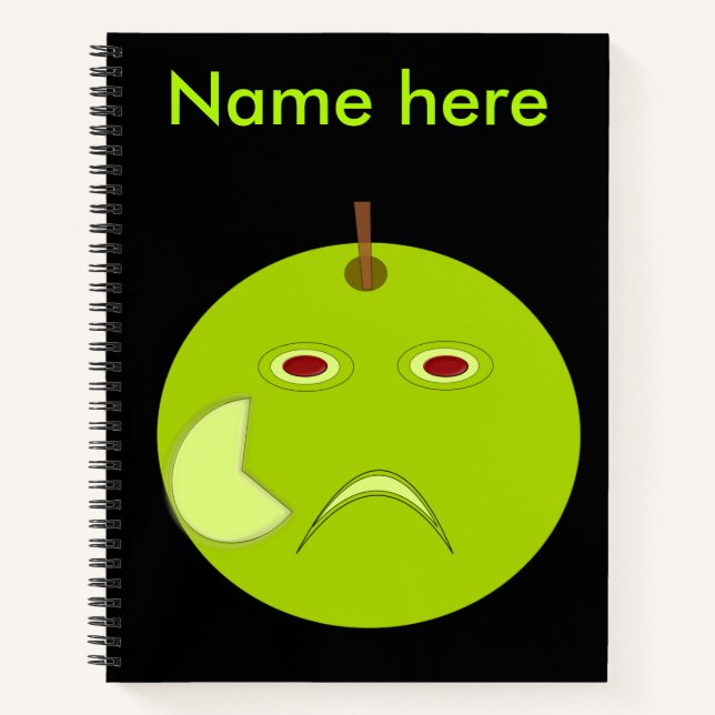 Evil Apple with Scar Halloween Spiral Notebook (Front)