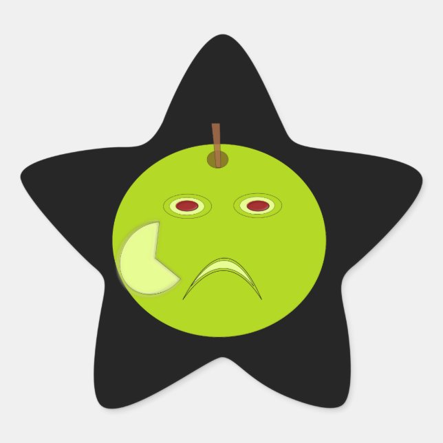 Evil Apple with Scar Halloween Stickers (Front)