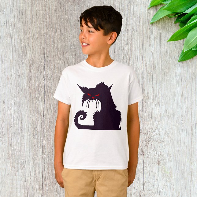Evil Black Cat Silhouette with Red Eyes T-Shirt (Creator Uploaded)