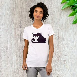 Evil Black Cat Silhouette with Red Eyes T-Shirt