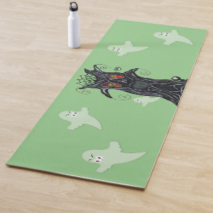 Evil Black Tree Flame Eyes Ghosts Cat Spider Green Yoga Mat