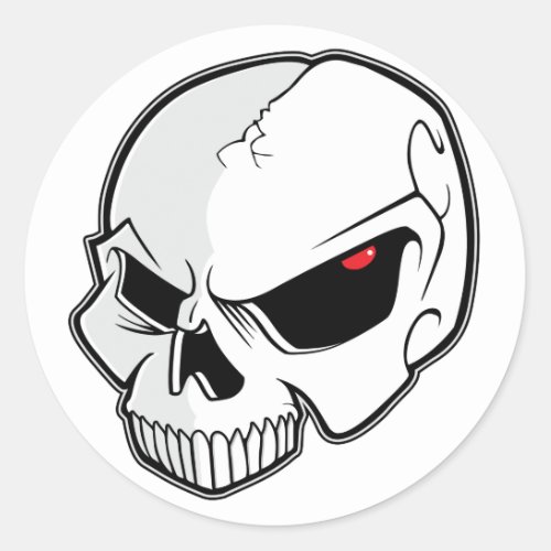 Evil Blood Red Eyeballs Skull Classic Round Sticker