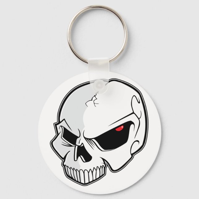 Evil Blood Red Eyeballs Skull Keychain (Front)
