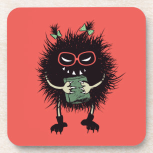 Evil Book Lover Character - Edgy Reading Beverage Coaster