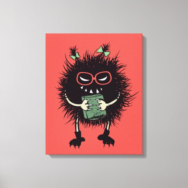 Evil Book Lover Character - Edgy Reading Canvas Print (Front)