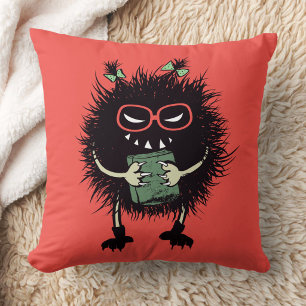 Evil Book Lover Character - Edgy Reading Throw Pillow