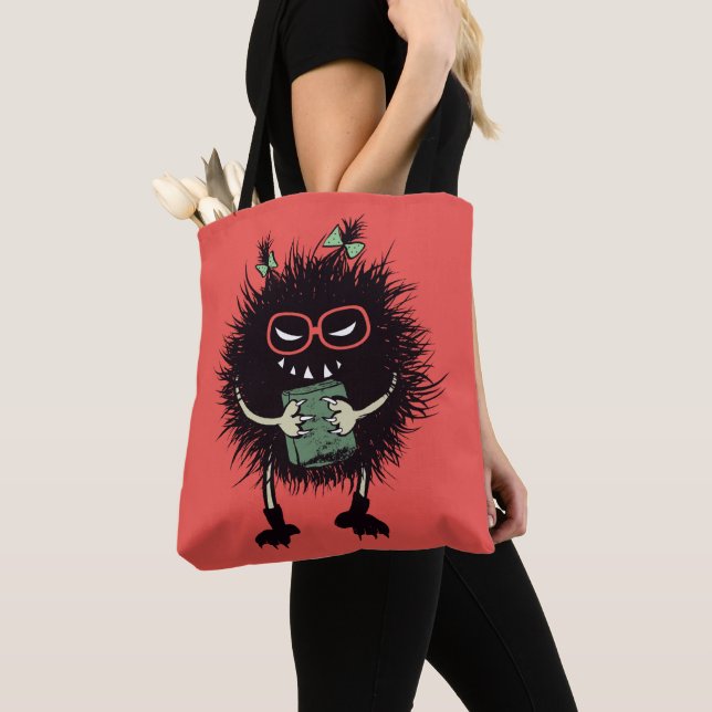 Evil Book Lover Character - Edgy Reading Tote Bag (Close Up)