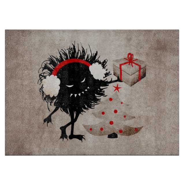 Evil Bug Gives Christmas Present Cutting Board (Front)