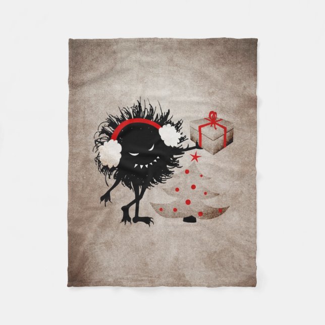 Evil Bug Gives Christmas Present Fleece Blanket (Front)