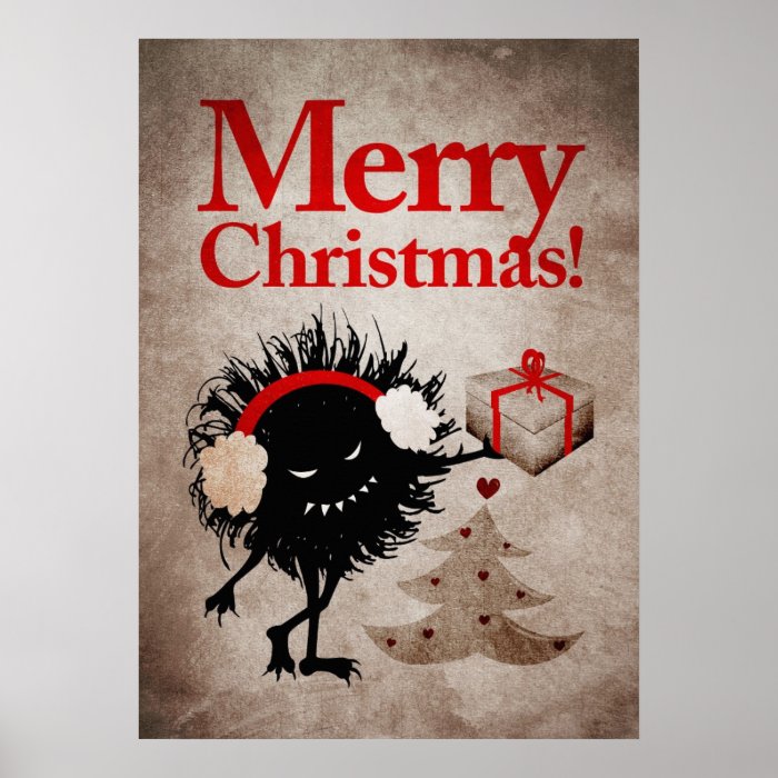Evil Bug Gives Present Merry Christmas Posters