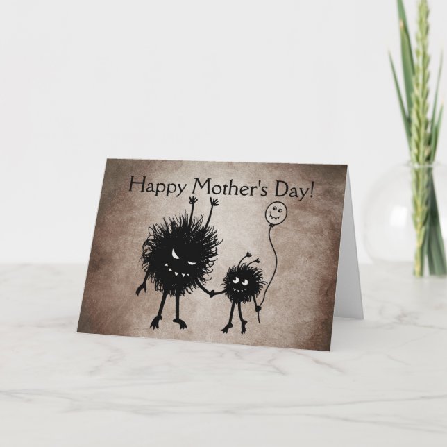 Evil Cartoon Bug Gothic Mother's Day Card (Front)