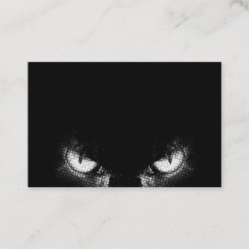 Evil cat eyes half tone black and white graphic business card