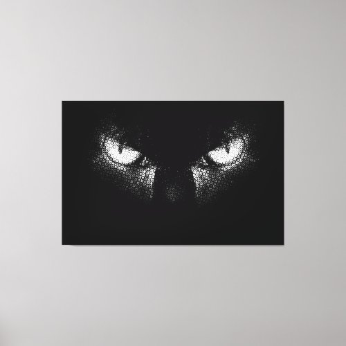Evil cat eyes half tone black and white graphic canvas print