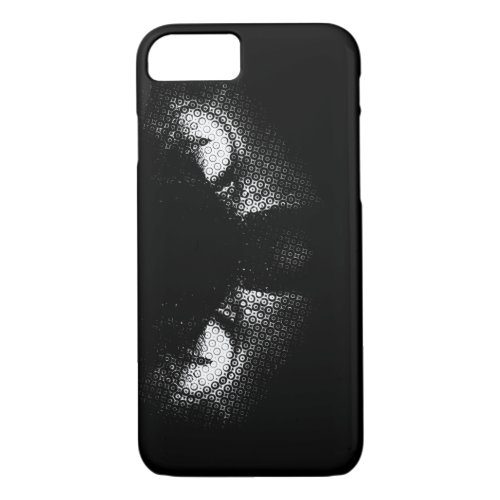 Evil cat eyes half tone black and white graphic iPhone 87 case