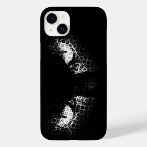 Evil cat eyes half tone black and white graphic Case_Mate iPhone 14 plus case