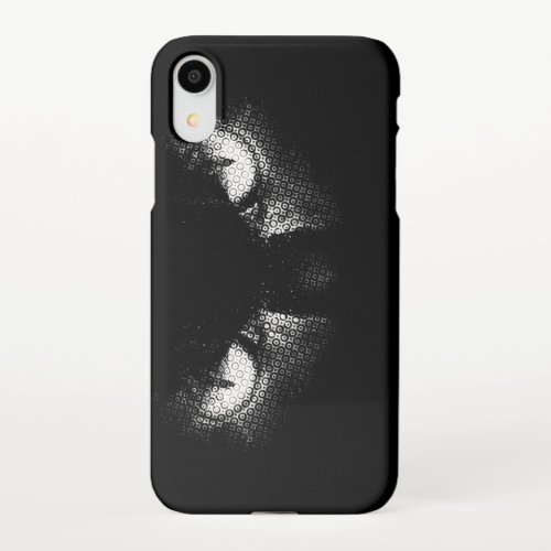 Evil cat eyes half tone black and white graphic iPhone XR case