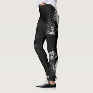 Evil cat eyes half tone black and white graphic leggings