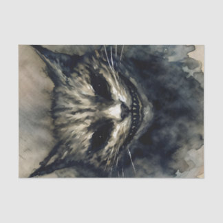 Evil Cat Smiling Watercolor Artwork Tissue Paper