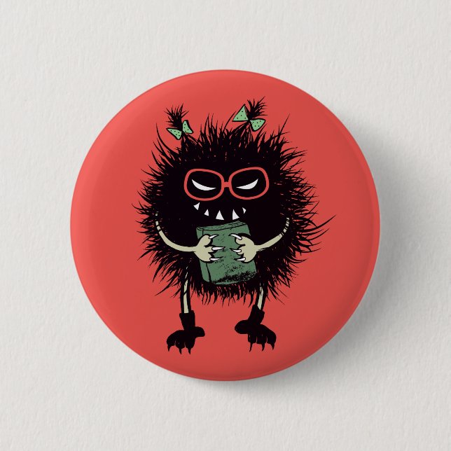 Evil Character Gothic Book Lover Button (Front)