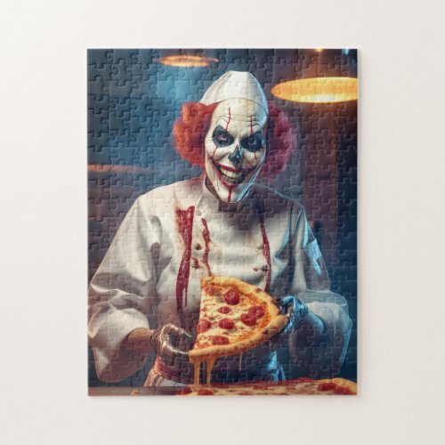 Evil Chef Clown Melting Pizza Scary Skeleton Gift Jigsaw Puzzle