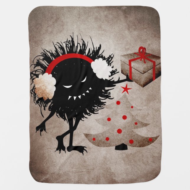 Evil Christmas Bug Gives Present Stroller Blanket (Front)
