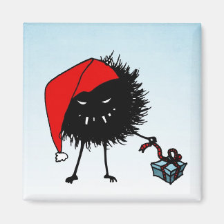 Evil Christmas Bug Opening Present Magnet