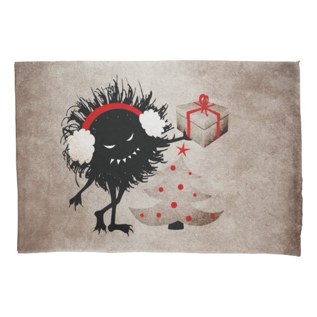 Evil Christmas Bug - Tree And Present Pillow Case (Front)