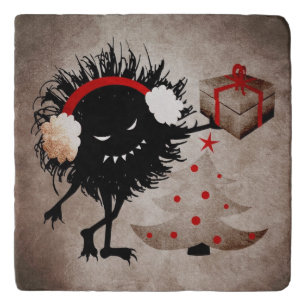 Evil Christmas Bug - Tree And Present Trivet