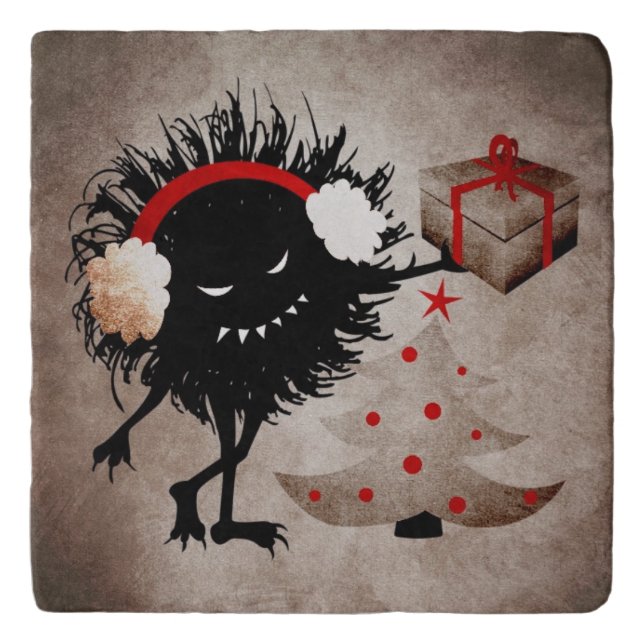Evil Christmas Bug - Tree And Present Trivet (Front)