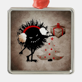 Evil Christmas Bug With Present - Funny Holiday Metal Ornament