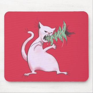 Evil Christmas Cat - Funny Holiday Mouse Pad