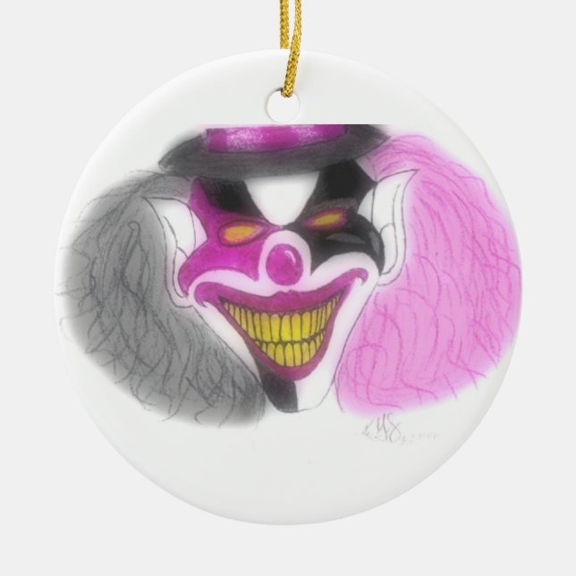 evil christmas ceramic ornament (Front)