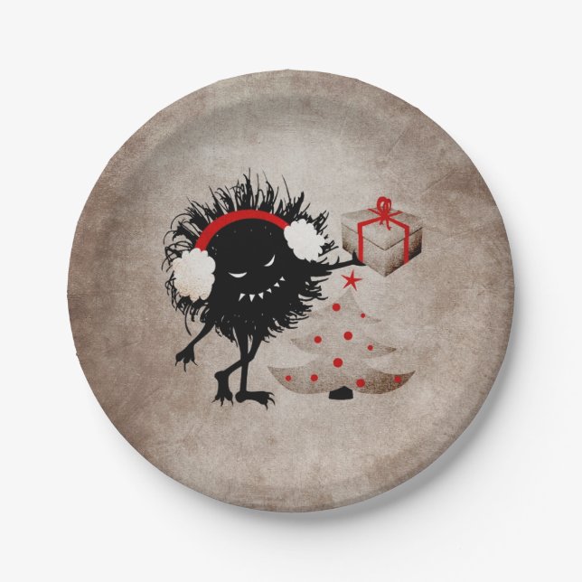 Evil Christmas Character Creepy Cute Paper Plates (Front)