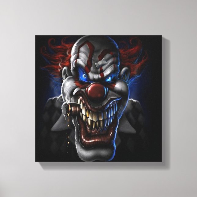 Evil Clown and Cigar Canvas Print (Front)