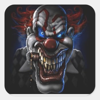 Evil Clown And Cigar Square Sticker by DevilsGateway at Zazzle