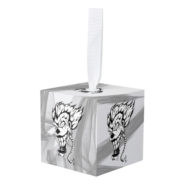 Evil clown Custom Cube Ornament (Front Angled)
