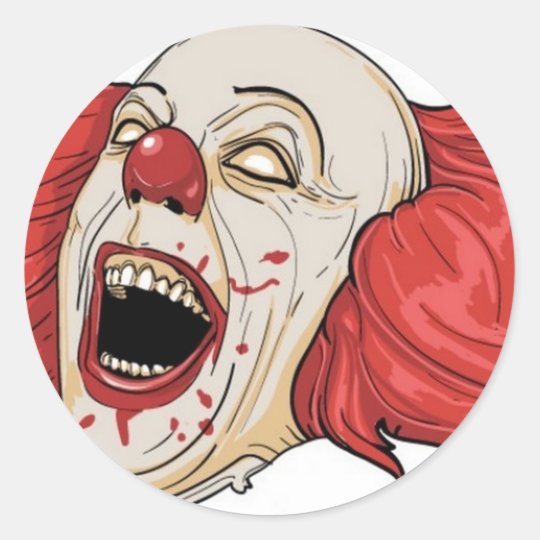 Evil clown design classic round sticker | Zazzle.com