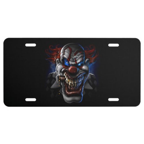 Evil Clown Face 1 License Plate