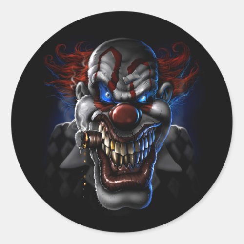 Evil Clown Face Classic Round Sticker