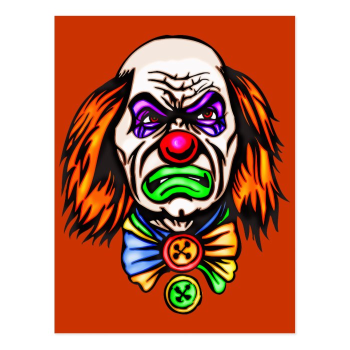 Evil Clown Face Post Cards