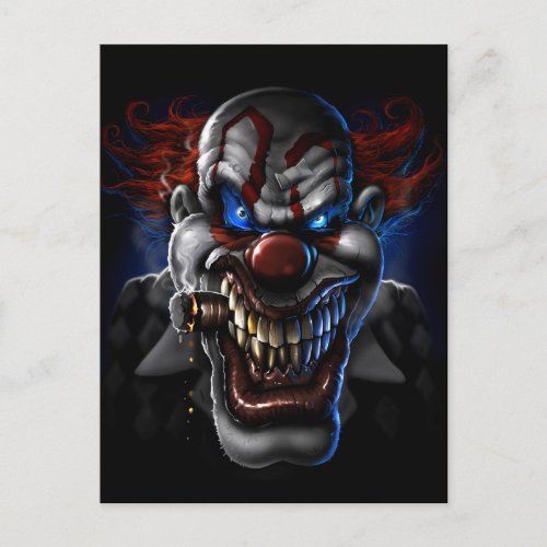 Evil Clown Face Postcard