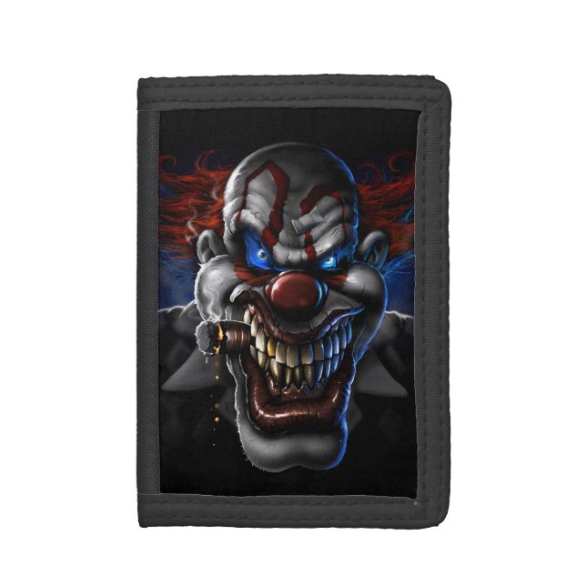 Evil Clown Face Trifold Wallet (Front Vertical)