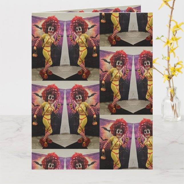 evil clown food fast red wig card (Yellow Flower)