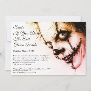 Evil Clown Halloween Invitation – Sinister Smile