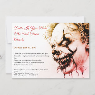 Evil Clown Halloween Invitation – Sinister Smile 