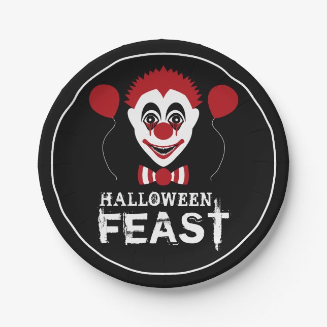Evil Clown, Halloween Party Paper Plates (Front)