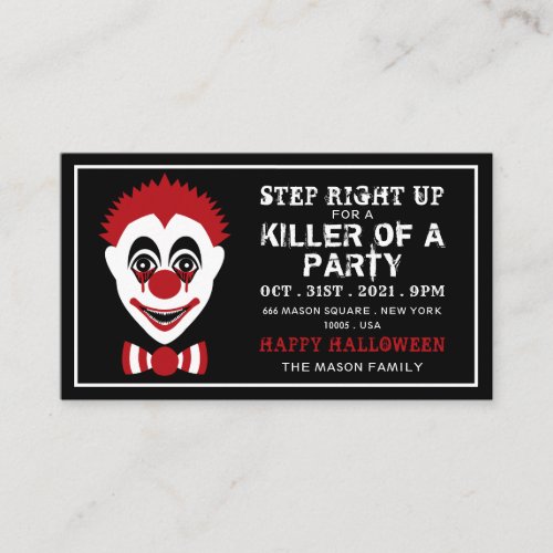 Evil Clown Halloween Party Ticket Invitation