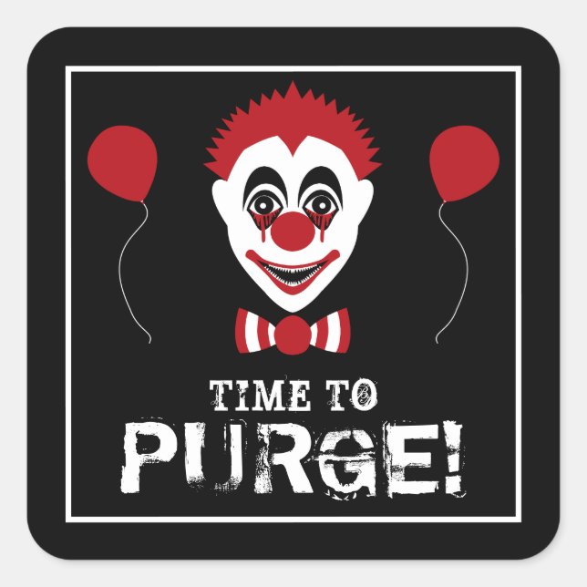 Evil Clown, Halloween Square Sticker (Front)